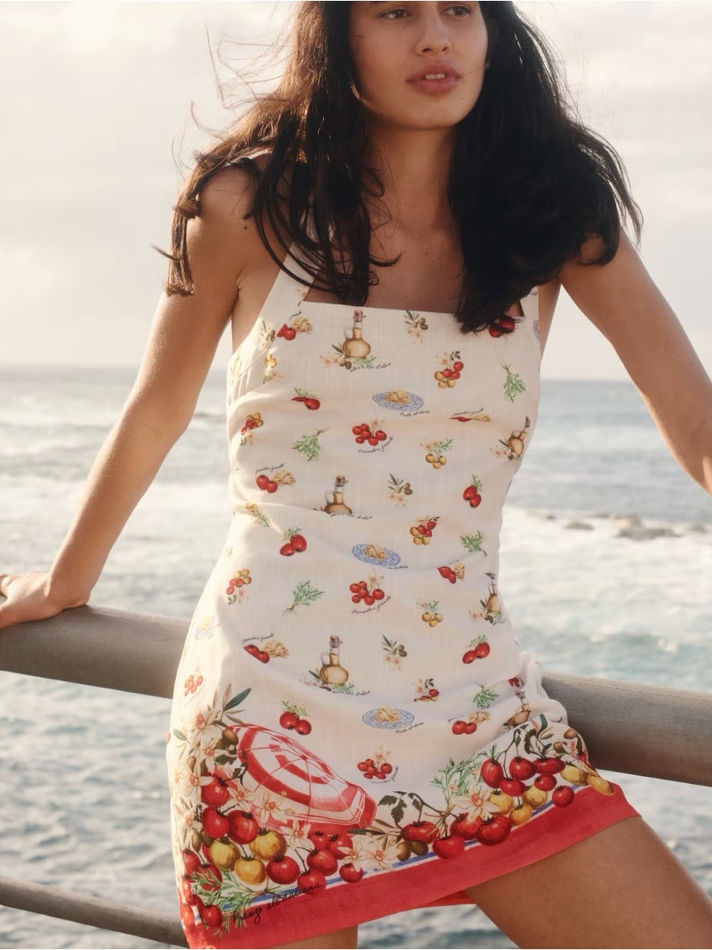 NWT (P-16.5/size small) H&M TWIST-DETAIL Tomato PRINTED DRESS